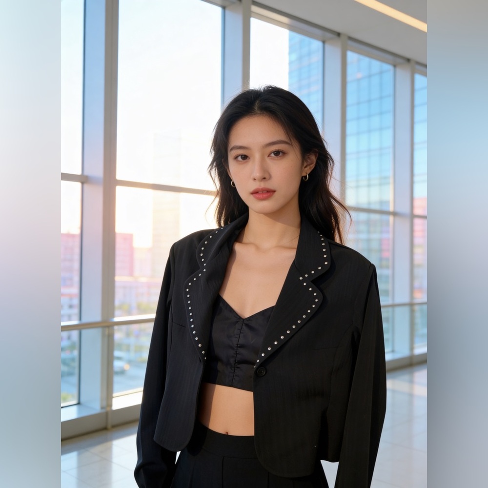 Elegant Black Studded Ladies Blazer (inv# 170)